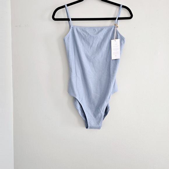 Other - Light Blue Ribbed One-Piece Swimsuit - Women's